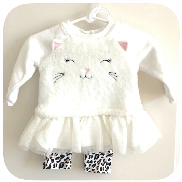 ❤Childrens Place leopard white cat outfit - Picture 1 of 4